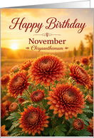Birthday November Birth Flower Bronze Chrysanthemum card