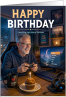 Birthday Gamer Leveling Up at the Computer