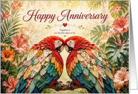 Anniversary Paper Effect Feathery Macaws for Spouse card