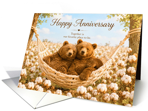 Anniversary Bears Cuddling in Hammock for Spouse card (1988976)