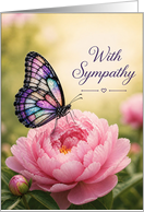 Sympathy Butterfly on Pink Peony Blossom