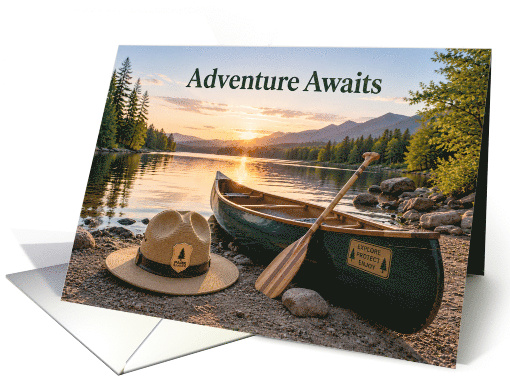 Retirement Park Ranger Canoe on Mountain Lake card (1991440)