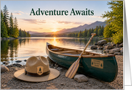 Retirement Park Ranger Canoe on Mountain Lake card