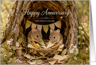 Anniversary Mice Sharing a Nest in Tree Hollow
