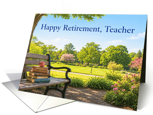 Retirement Teacher Park Bench with Books and Apple card (1992410)