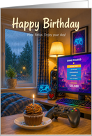 Birthday Gamer Setup with Cupcake and Controller