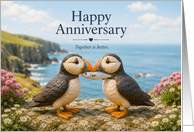 Anniversary Puffins by the Ocean Cliffs