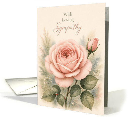 Sympathy Pink Rose Watercolor Floral card (1994076)