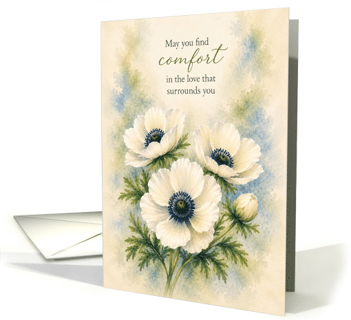 Sympathy White Anemone Flower Watercolor Comfort card (1994110)