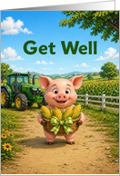Get Well Pig with Basket of Corn