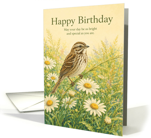Birthday Song Sparrow Among Daisies card (1995286)