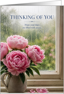 Thinking of You Pink Peonies by Rainy Window card