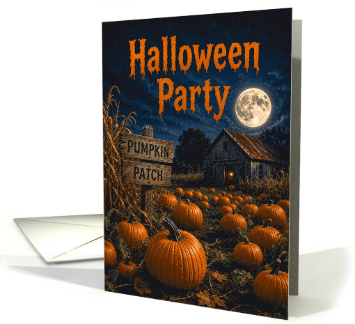 Halloween Invitation Moonlit Pumpkin Patch Party card (1996708)