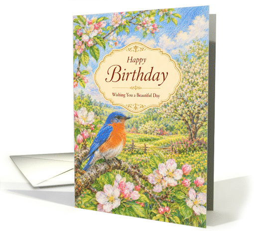 Birthday Bluebird Among Spring Apple Blossoms card (1998252)