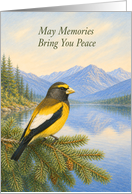 Sympathy Evening Grosbeak Mountain Lake Memorial card
