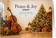 Christmas Peace and Joy Cello by the Tree