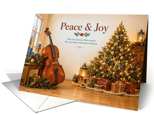 Christmas Peace and Joy Cello by the Tree card (1999524)