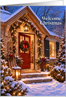 Christmas Welcome Christmas Snowy Cottage Entrance card