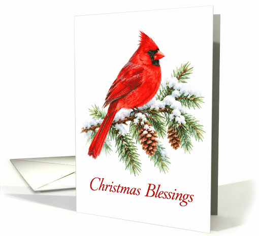 Christmas Cardinal on Snowy Pine Branch card (2000184)