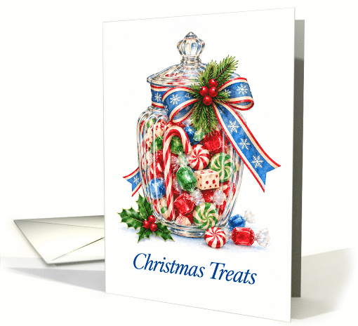 Christmas Candy Jar with Peppermints and Candy Cane card (2000188)