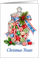 Christmas Candy Jar with Peppermints and Candy Cane
