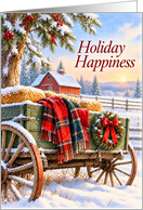 Christmas Holiday Happiness Snowy Country Wagon card