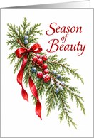Christmas Snowy Cedar Spray With Berries card
