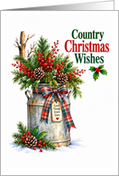 Christmas Country Wishes Milk Can Arrangement card