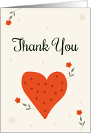 Simple Thank You with Red Heart and Minimal Floral Design