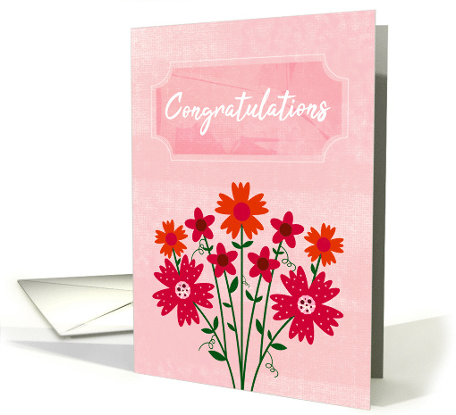 Pink Folk Art Floral Congratulations card (1989950)
