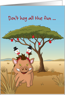 Cute Christmas Warthog with Snowman Headband card