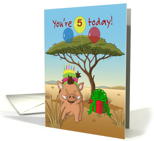 Cute Warthog Wild Savanna Custom Age Birthday card (2001888)