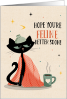 Get Well Retro Black Cat Feeling Under the Weather card