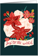 Traditional Christmas Poinsettia Floral card