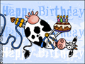 happy birthday, b-day, bday, cow, bungee, funny, cake