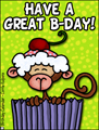 happy birthday, cupcake, party, bday, b-day, monkey