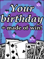 happy birthday, bday, b-day, made of win, cards, retro