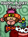 happy birthday, cake, candle, party, bday, b-day, monkey