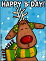 happy birthday, b-day, bday, reindeer,rudolph