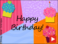 happy birthday, cupcakes, animated birthday card, bday, birthday, cake