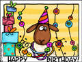 happy birthday,birthday boy,birthday girl,presents,birthday party,sheep,confetti,party hat