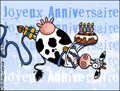 Joyeux anniversaire, gteau d'anniversaire, cartes d'anniversaire drles, vache,