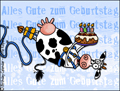 Alles Gute zum Geburtstag, herzlichen Geburtswnsche, Geburtstagskuchen, lustige Geburtstagskarten, Kuh,