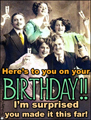 birthday,happy birthday,here's to you,toast,vintage,funny,b-day, bday, old, antique, friend
