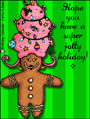 jolly holiday, gingerbread man,drag queen,wig,animated,holidays, seasons greetings, christmas, xmas, happy holidays, winter, solstice,