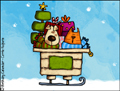 sled,decorations,doggy,kitty,snow,sleigh,presents,animated,tree, christmas tree, holiday, holidays, seasons greetings, christmas, xmas, happy holidays, winter, solstice,