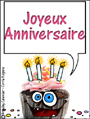 joyeux anniversaire, happy birthday, birthday card in french, bon anniversaire, french, celebration, language card, cupcake,confetti, félicitations, français,