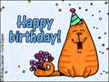 happy birthday, cat, kitty, party hat, bouquet, celebrate, celebration, confetti, older, another year older