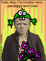 corrie kuipers,sorry,boy,grumpy,jeez,sorry already,bouquet,silly hat,fun,humor,humorous,