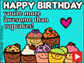 happy birthday, bday, b-day, cupcakes, awesome, animated birthday card